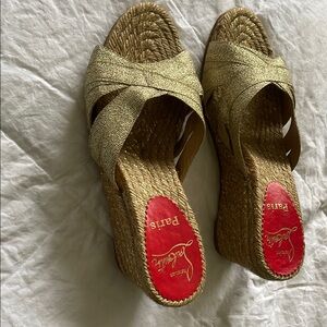 Christian Louboutin Gold Espadrille Sandals